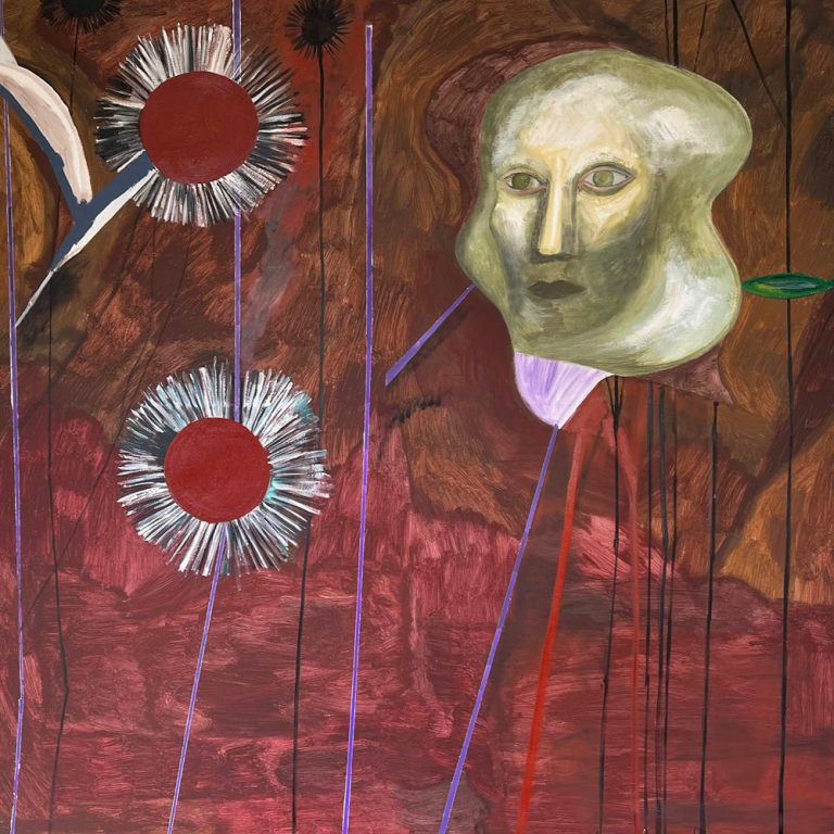 1. Autoportret ze słonecznikami, 130 × 150 cm, akryl, olej na płótnie, 2026 kopia