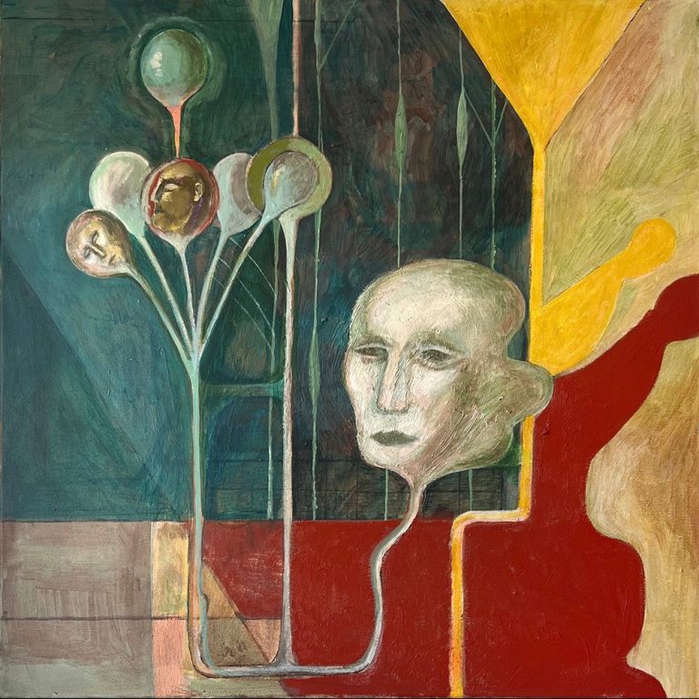 3. Łąka (autoportret), akryl, olej na płótnie, 60x60 cm, 2026