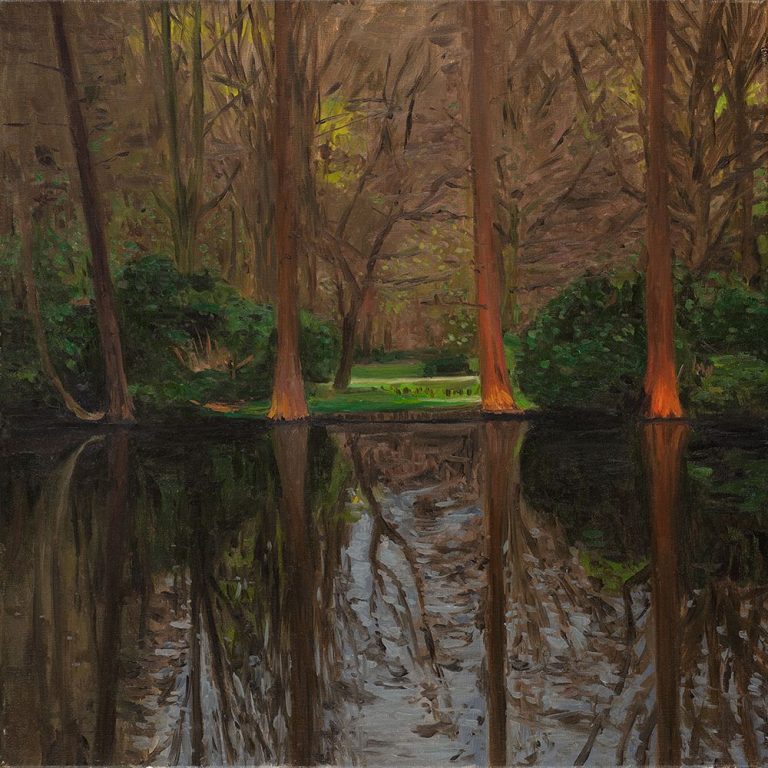 Cztery drzewa, Tiergarten, Berlin, z Damianem, 2014, 70x70 cm, olej, płótno