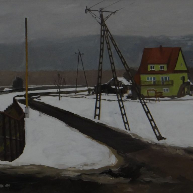 Droginia, most, słup, 2026, 70x130 cm