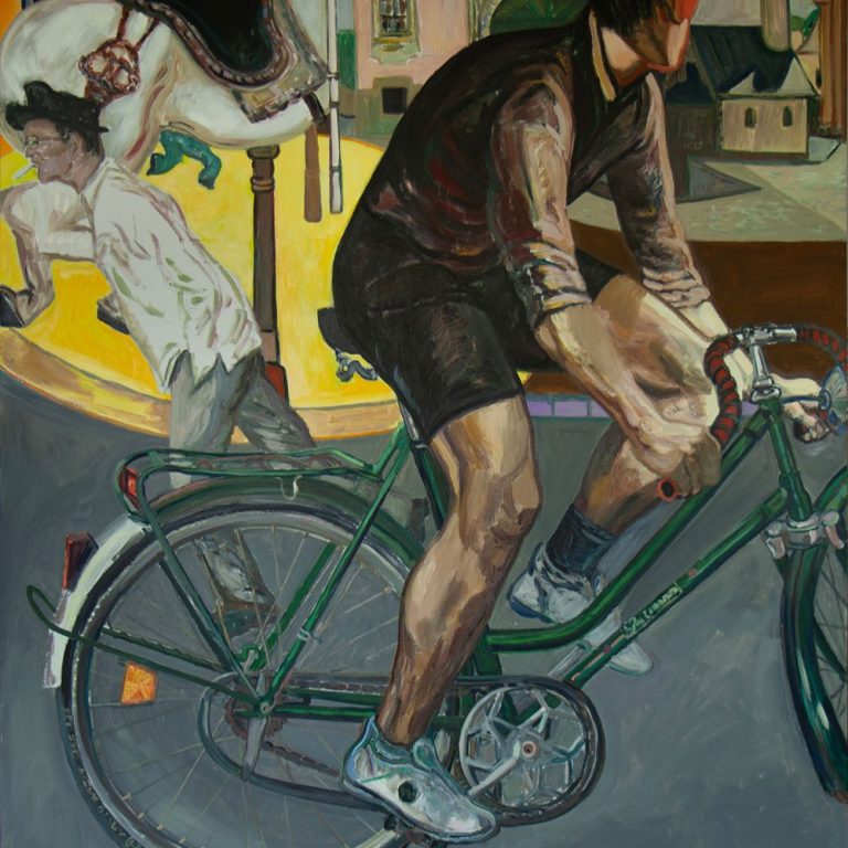 Rowerzysta, 187 x 147 cm, olej na płótnie, 2025