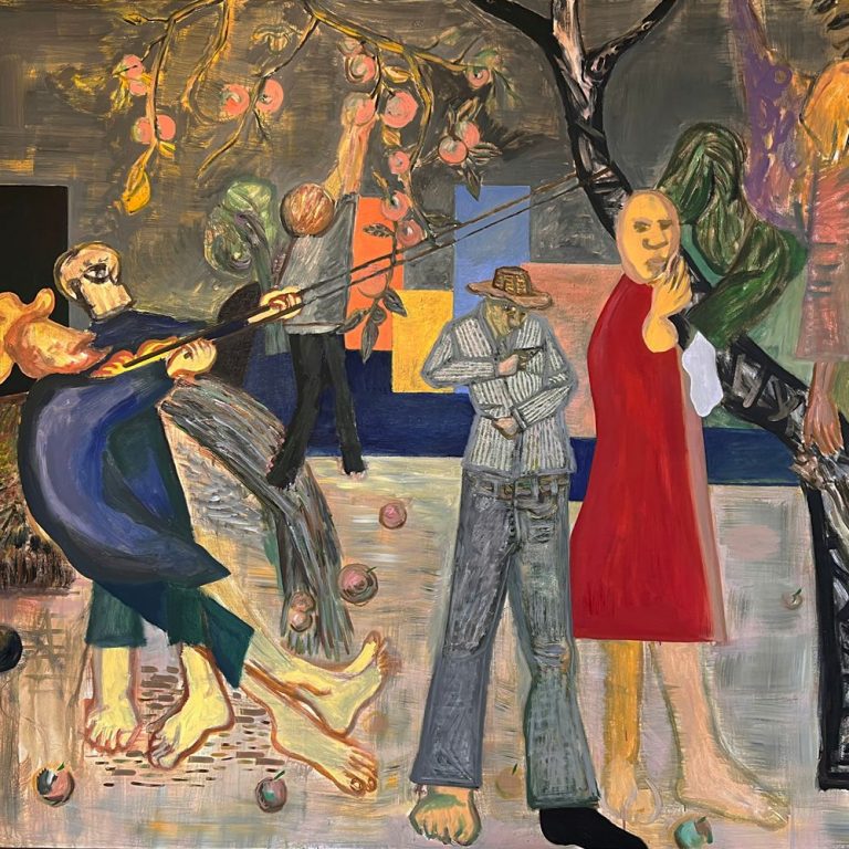 Zbieranie jabłek II, olej na płótnie, 166 x 187 cm, 2025